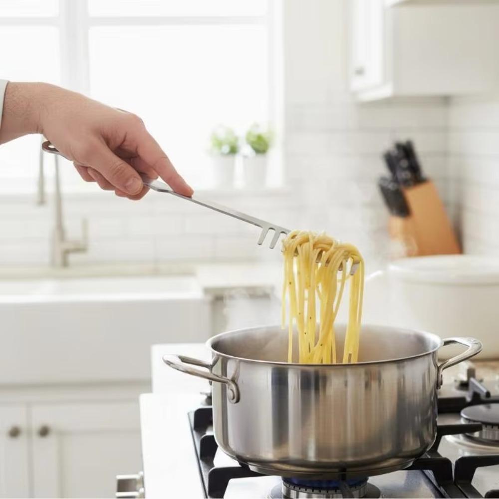 Long Handle Spaghetti Serving Fork Stainless Steel Noodle Stirring Fork Funny Pasta Comb Cooking