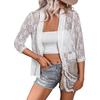 Spring Women's Elegant Lace Cardigan Top with Three-Quarter Sleeves