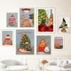 Скандинавские рождественские елки и постеры с кошками Скандинавские праздничные украшения Картина на холсте Гостиная Настенное искусство Эстетический домашний декор