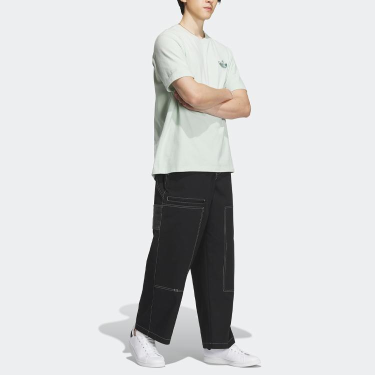 adidas Originals Trefoil Gradient Logo Print Спортивная футболка с короткими рукавами Мужские топы Льняно-зеленый IK8682