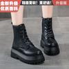 Минималистичные короткие ботинки в британском стиле 2024 года, осень и зима, новые универсальные короткие ботинки для мотоциклистов, женские, толстая подошва, платформа