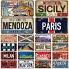 Tinplate Plate City State Tin Sign Famous City Plaque Landmark Metal Sign Wall Decor Garage Bar Pub Club Hotel Cafe Kitchen Home