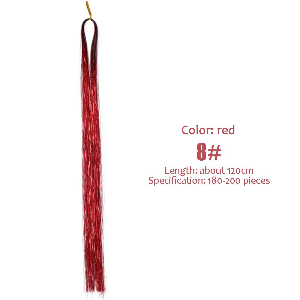 WTB Synthesis Neon Rainbow Sparkle Shiny Hair Tinsel Rainbow Silk Hair Extensions Dazzles Women Hippie for Braiding Headdress