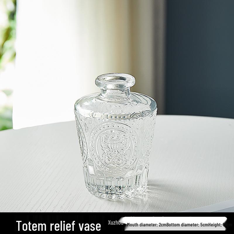 Европейская ваза из рельефного стекла в стиле легкой роскоши для гостиной, для цветочных композиций - Прозрачный гидропонный орнамент