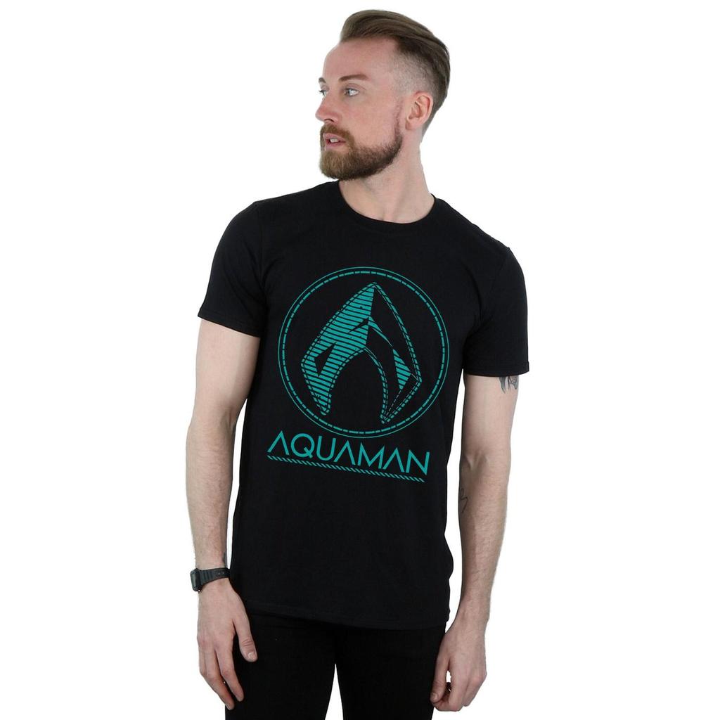 DC Comics Mens Aquaman Aqua Logo T-Shirt