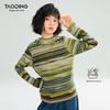 Девочки, корейский стиль, полосатая толстовка с капюшоном, с длинным рукавом