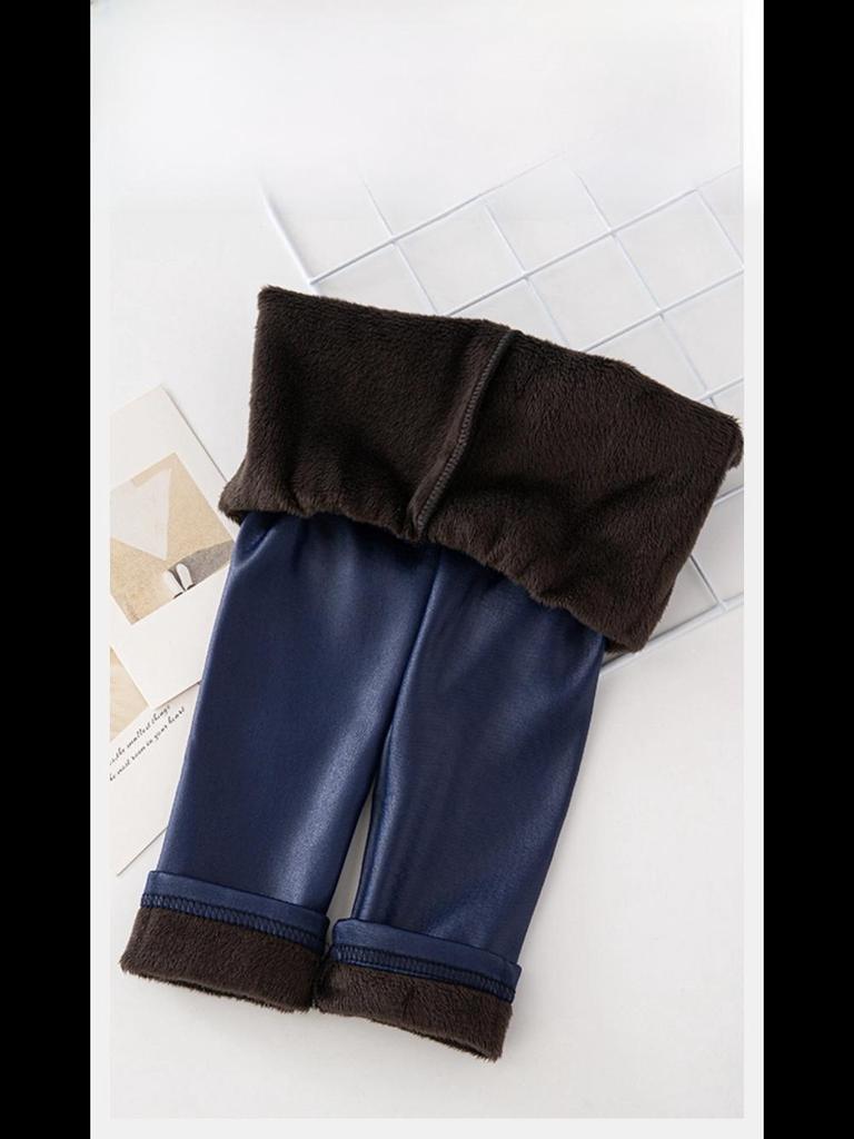 Новые леггинсы из искусственной кожи для девочек на осень/зиму с бархатной подкладкой