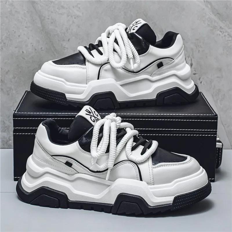 Массивные кроссовки мужские дизайнерские кроссовки модные повседневные из микрофибры кожа дышащие высокие туфли на плоской платформе белые туфли