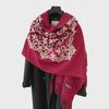 2024 Retro Ethnic Style Embroidered Imitation Cashmere Scarf - Warm & Versatile Fashion for Autumn/Winter