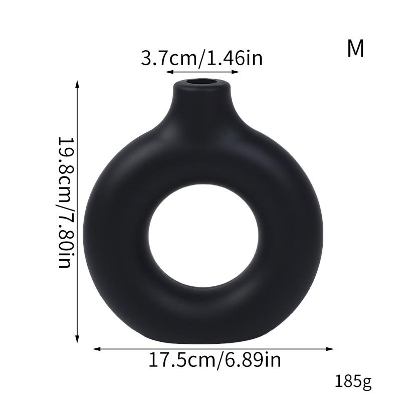 Donut Plastic Vase White Black Pink Cute Round Vase Flowerpot Ornaments for Living Room Dining Table Office Home Decor