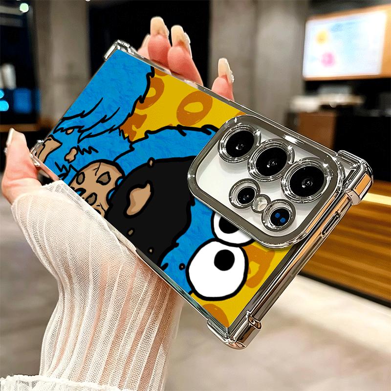 Sesame Street Cookie Soft Phone Case For Samsung Galaxy S26 Ultra S25 Edge S24 FE S23 Plus S22 S21 + S20 Plating Anti-Fall Funda