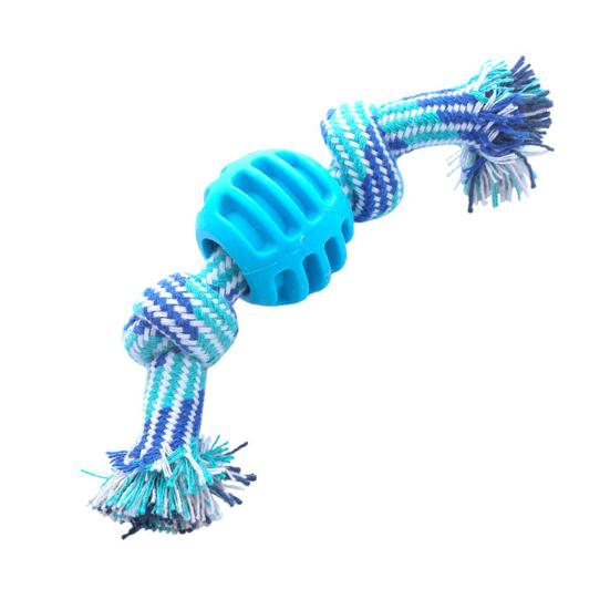 Игрушка для домашних животных Мяч с двойным узлом, устойчивый к укусам, хлопковая веревка, игрушка для жевания собак