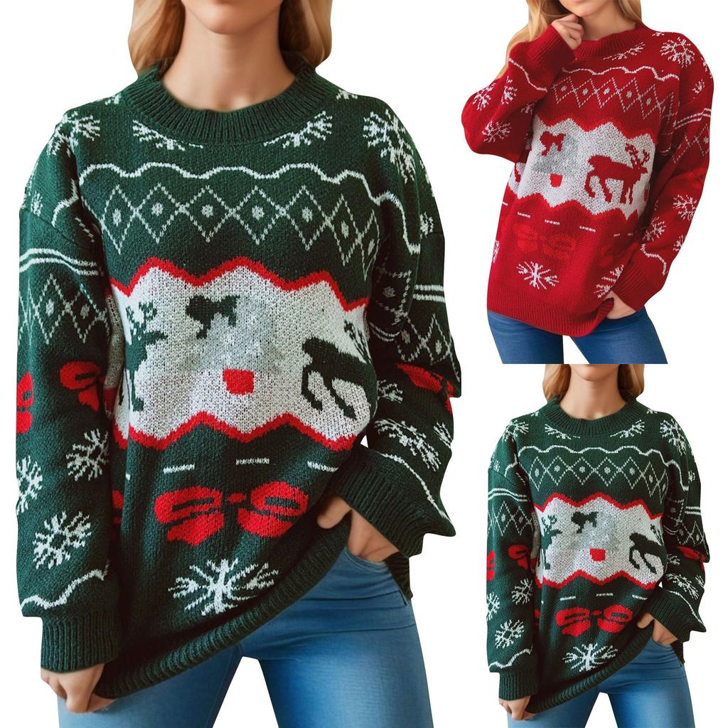 Women's Autumn/Winter Fashion Christmas Sweater Round Neck Long Seeve Sweater