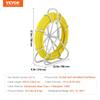 VEVOR Fish Tape Fiberglass, 129.5 m, 6.4 mm, Duct Rodder Fishtape Wire Puller, Cable Running Rod with Steel Reel Stand, 3 Pulling Heads