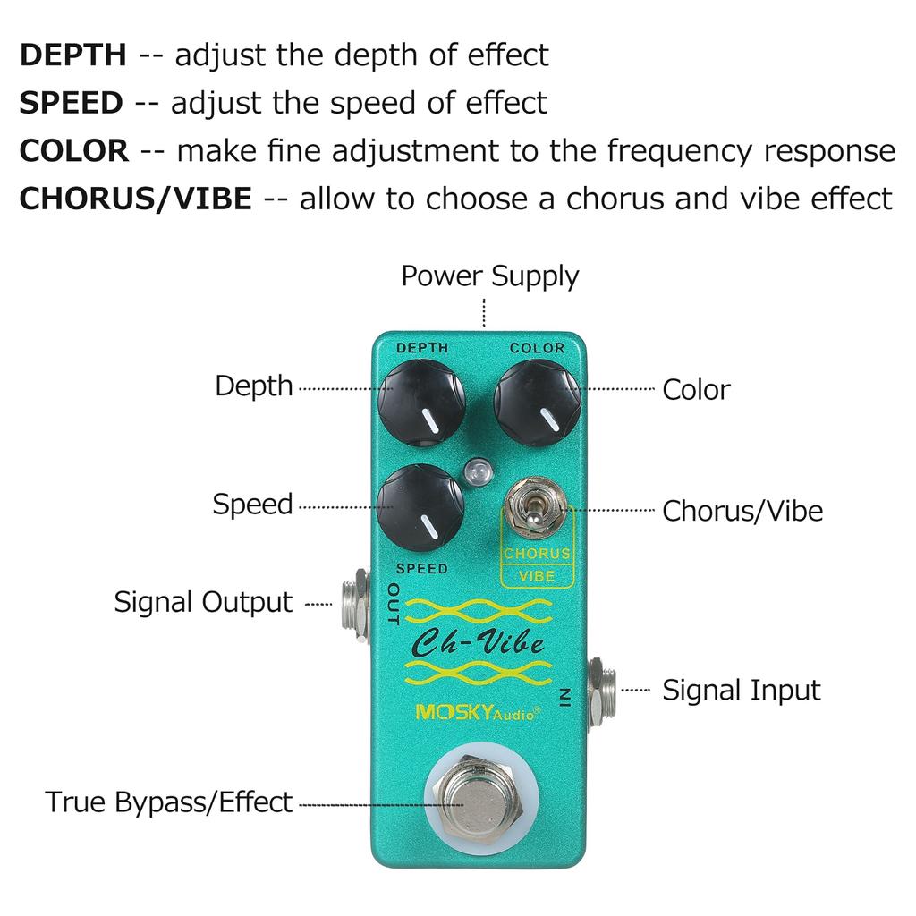 MOSKYaudio Педаль эффектов Chorus/Vibe Гитарная педаль эффектов Одиночная мини-педаль эффектов