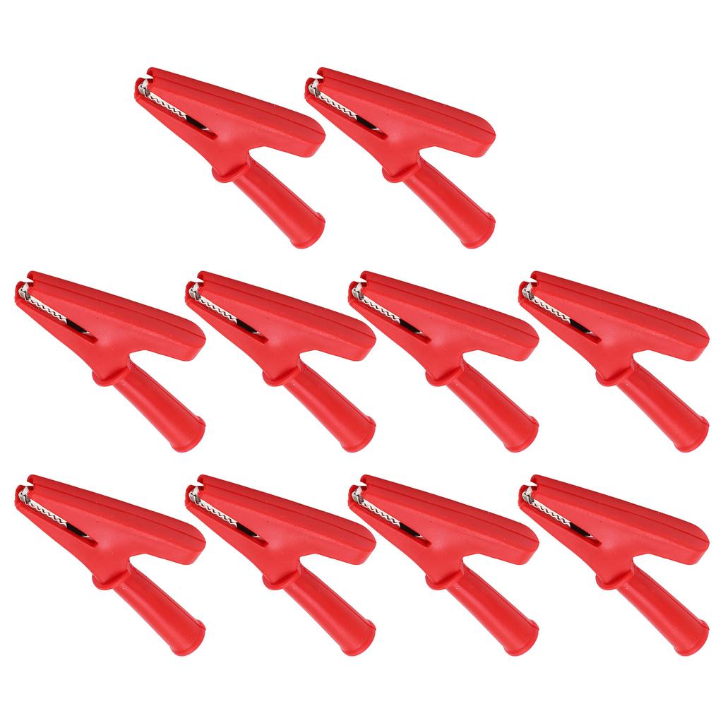 10Pcs Electric Test Clip 20A Rated Current 10mm Opening Test Clamp for Electronic Equipment Welding MachineryRed