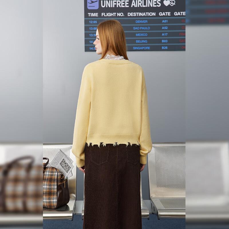 unifree Свитер с круглым вырезом и потертостями