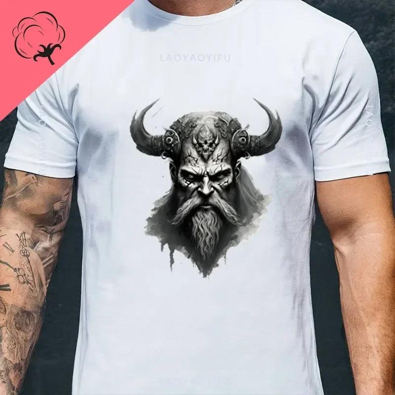 Til Valhalla 100% Хлопок Футболки с коротким рукавом и круглым вырезом Футболка American Beard Warrior Tactical Skull Унисекс Повседневная мужская футболка