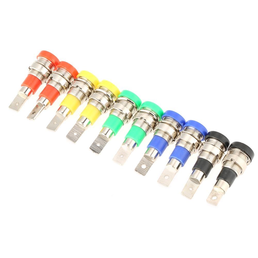 10 PCS 4.0mm Banana Jack Socket Mixed Color Female Adapter Panel Mount Banana Socket Banana Binding Post Test Probes