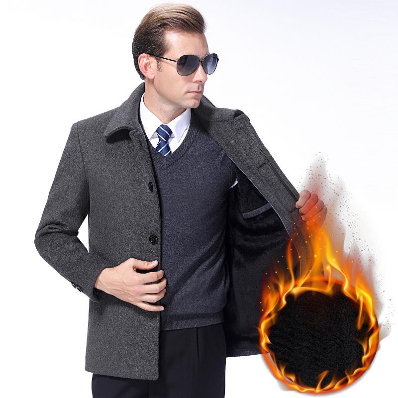 Осень и зима пальто из кашемира для мужчин среднего и пожилого возраста, шерстяные шерстяные куртки, пальто с лацканами, мужская одежда на пуговицах для папы, больших размеров