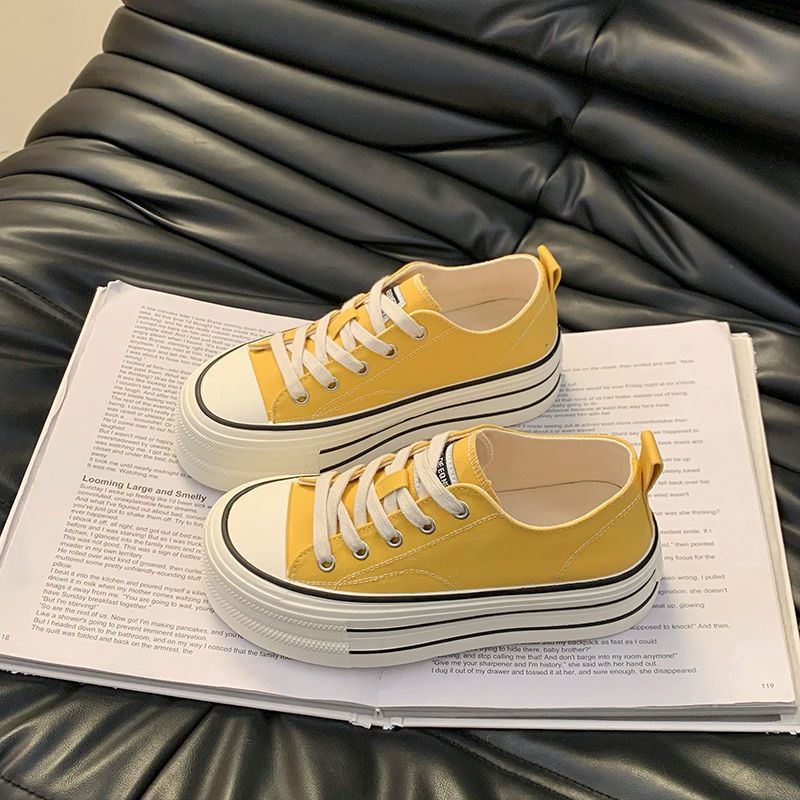 Platform Canvas Shoes Women's Spring and Summer New Small Casual Board Shoes Versatile and Lightweight Muffin White Shoes