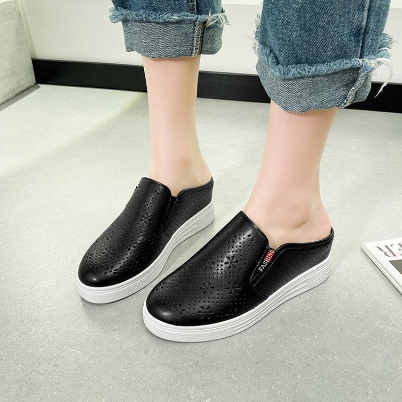 Бахилы Носок Низкие Домашние тапочки Платформа Лоферы Слайды Слиперы Женские Ажурные Каблуки Плоские 2025 Лето ПУ