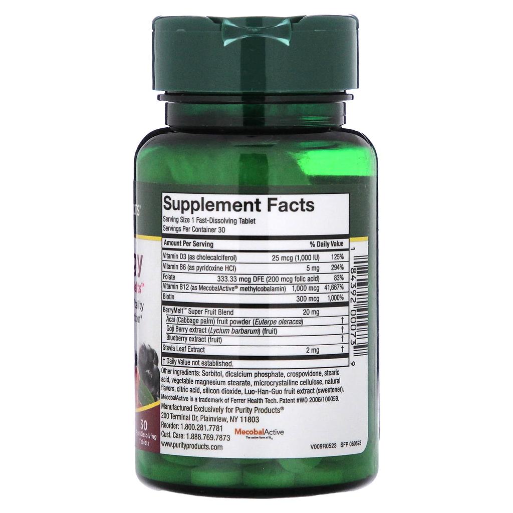 B12 Energy, Berry Lemonade Melt, Quick Dissolve 30 Tablets