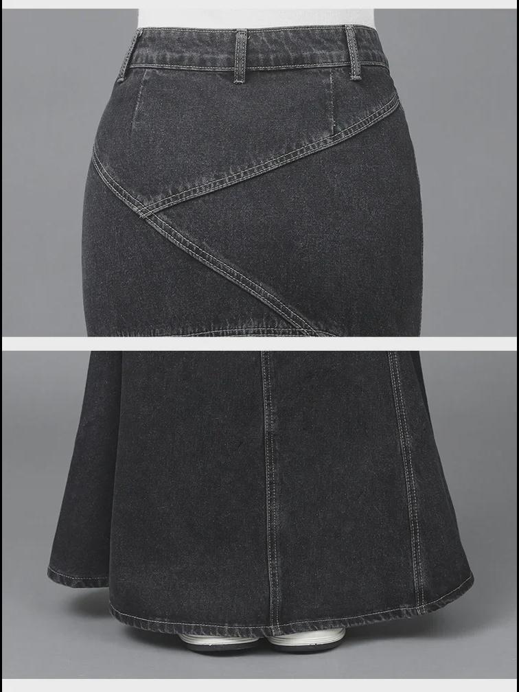 2023 Retro High-Waisted Fishtail Denim Skirt - Women's Slim Fit Long Hip Skirt for Autumn and Winter