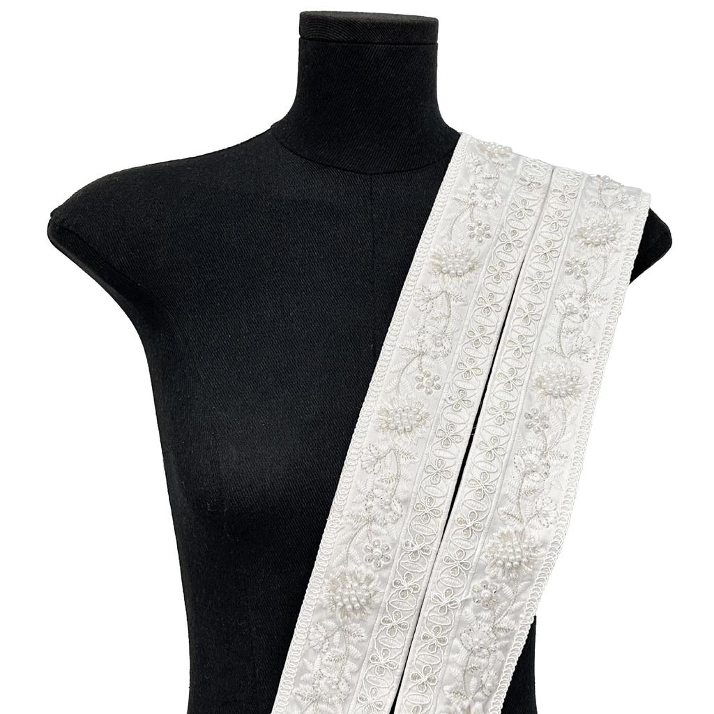 6.5Cm Beige Bead Embroidery Ribbon Lace Fashion Curtain Sofa Clothing Handmade Diy Accessories Barcode