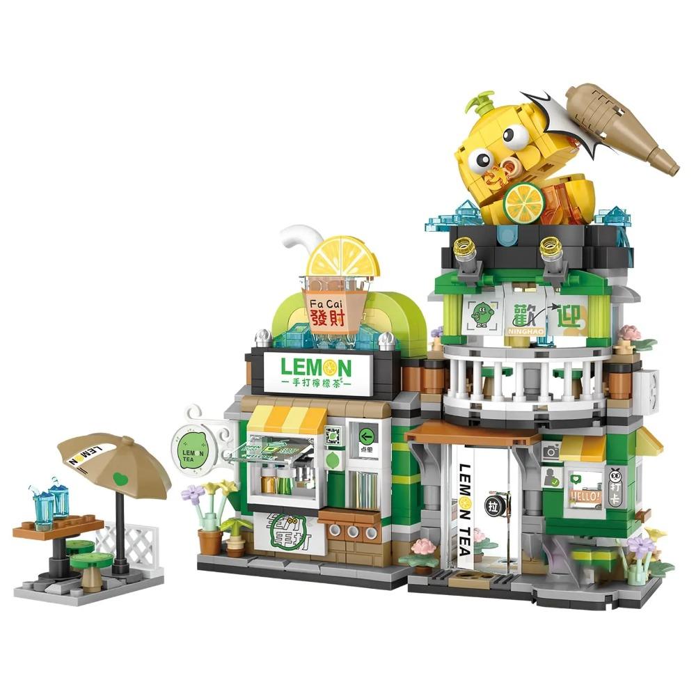 Street View Mini Building Blocks Set Китайская хипстерская модель магазина блюд Игрушки для взрослых Магазин лимонного чая Речные улитки Магазин рисовой лапши