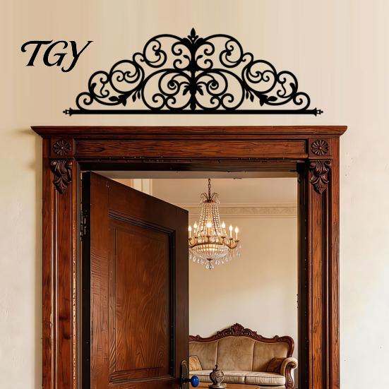 Decorative Iron Art Piece Metal Scroll Wall Art, Black Decor, 2D Sculpture for Ready to Hang Living Room, Elegant Home Decor Hallway Front Porch