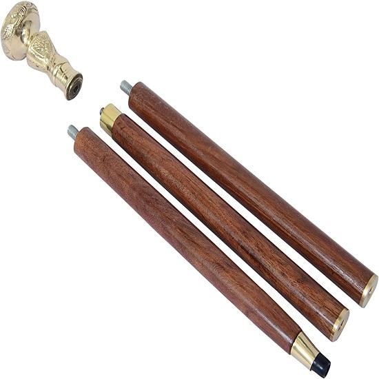 Деревянная трость для ходьбы в викторианском стиле с латунной ручкой - 95 см