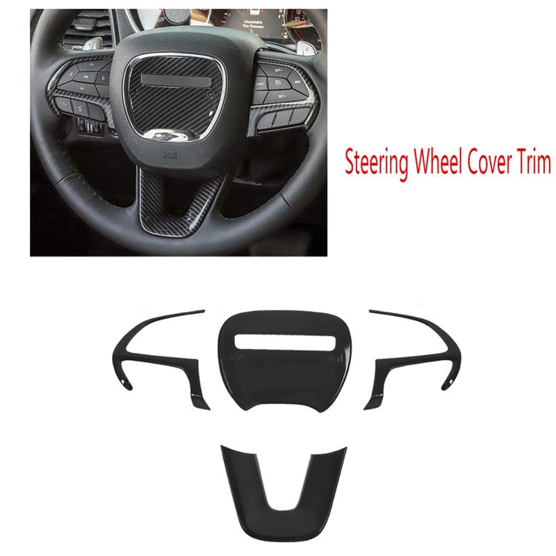 A87Q-Black Steering Wheel Cover Trim for Jeep Dodge Charger Challenger Durango 2015- Car Interior Style