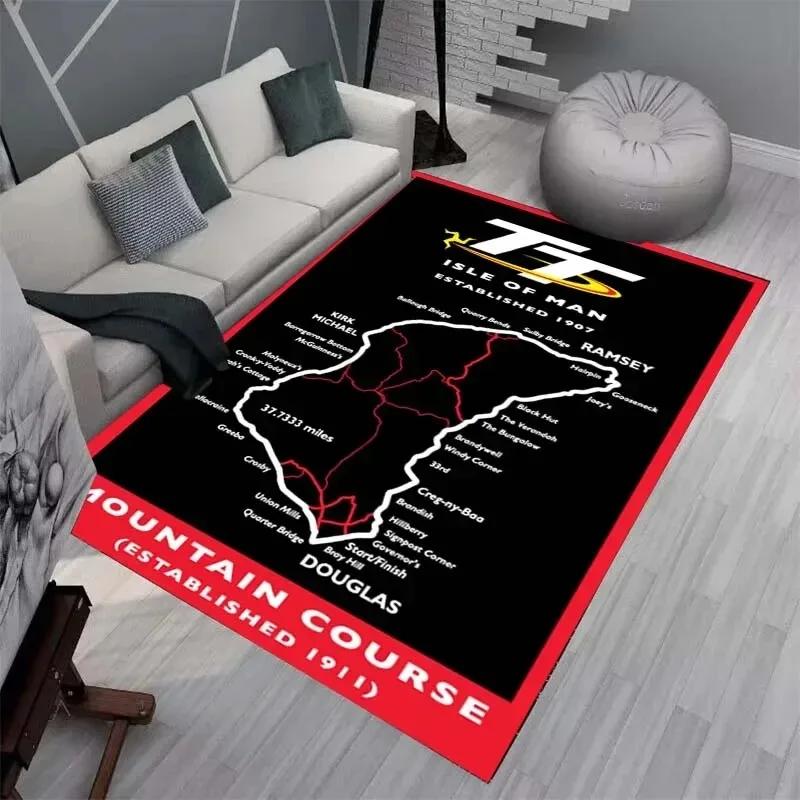 Ковры и коврики Isle of Man TT Ковер для мотоциклетных соревнований Декор для гостиной и спальни Мягкий ковер для большой площади Коврик для детской комнаты