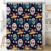 Multicolored Skull Print Shower Curtain for Bathroom Decor Blue Floral Design Polyester Fabric Water Repellent Waterproof Home C