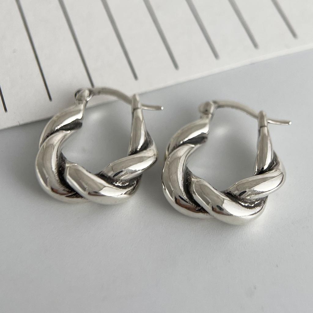 925 Sterling Silver Earrings For Women Trendy Vintage Twist Earring Jewelry Prevent Allergy Party Accessories Gift