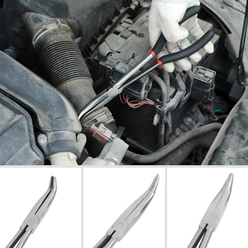 Nisorpa 5-Piece Long Nose Pliers Set, 280mm Extra Long, Nose Pliers, Mechanics Equipment, Hand Tools, Straight, 25, 45, 90, and 0 Bends