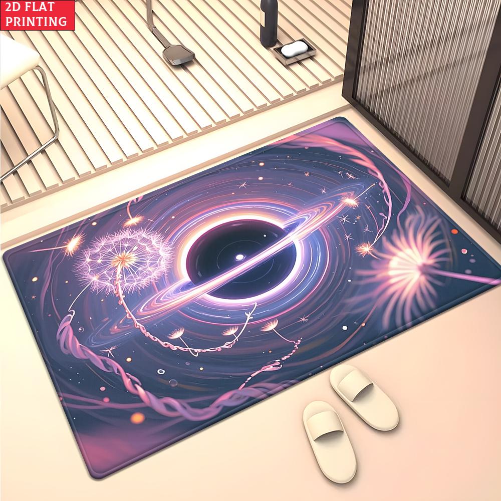 Aesthetic Butterfly Galaxy Floral Area Rug,Colorful Swirl Flower Carpet for Living Room, Boho Floor Mat for Bedroom Decor