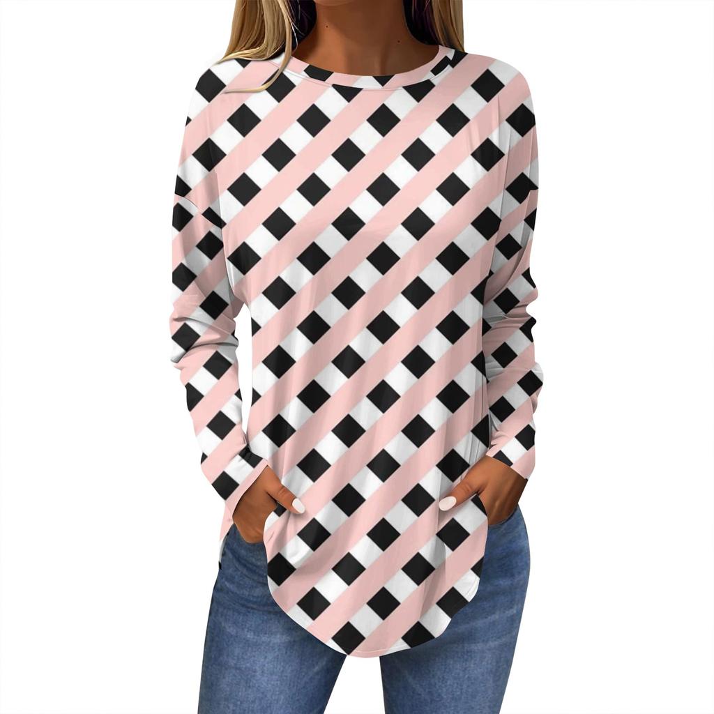 Ropa Mujer Tendencia 2024 Tops For Women Fashion Women'S Casual Long Sleeved Round Neck Printed Tops Ropa De Mujer Y2k