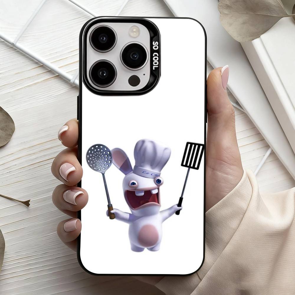 R-Rayman Raving-G R-Rabbids Чехол для телефона для iPhone 17, 16, 15, 14, 13, 12, 11 Plus, Pro Max Черный Конфетный Посеребренный Чехол