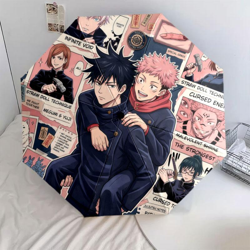 1 PC Automatic Folding Umbrella - Jujutsu Kaisen Pattern Portable Foldable Design With 8 Ribs Christmas Birthday Gifts