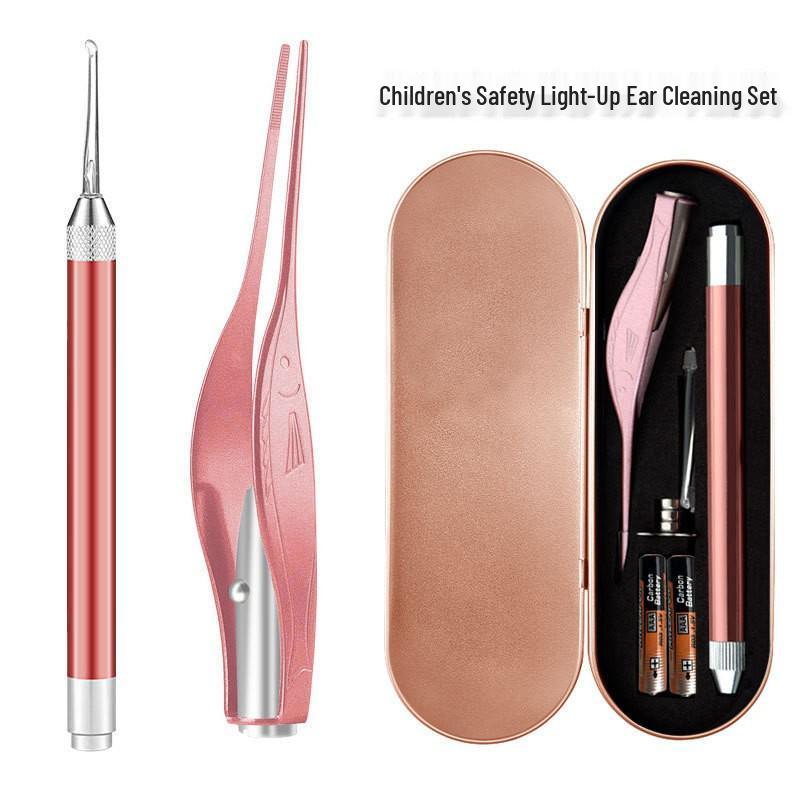 Перезаряжаемый набор светящихся ушных ложек для детей: Ухочистка и назальный зажим с подсветкой