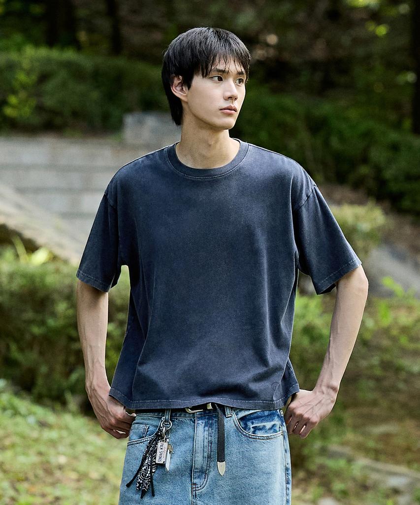 MINIMALPROJECT Refined Washed Crop Short Sleeve T-Shirt Mst182C [Darkgray]