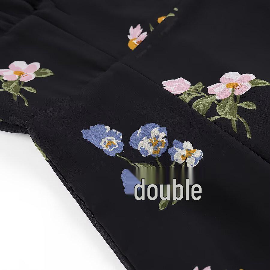 2024 Winter Women's European & American Style Square Neck Long Sleeve Printed Dress