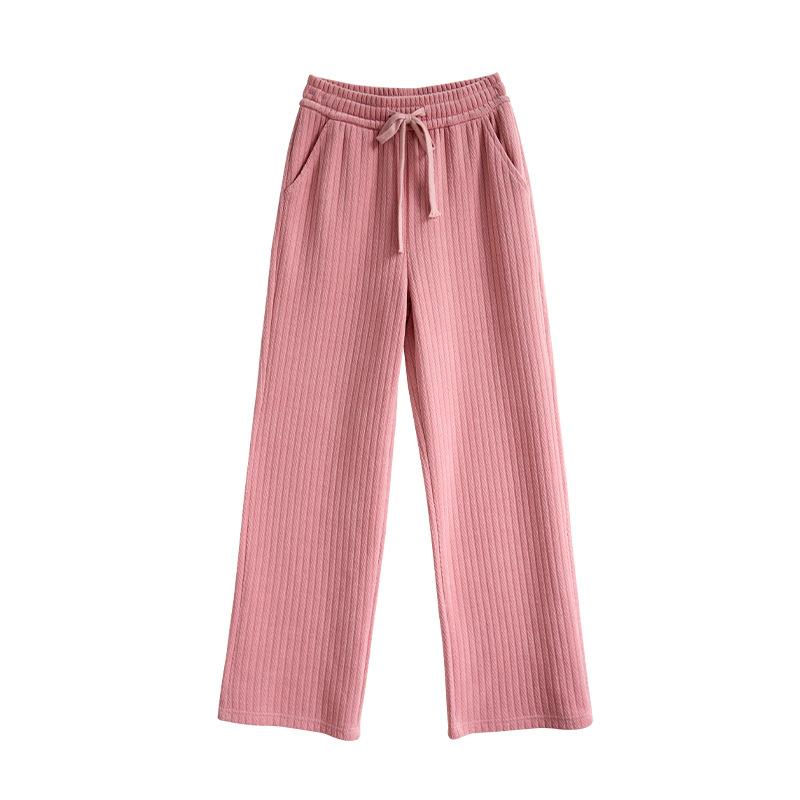 Утолщенные широкие брюки из бархата, теплые женские брюки, зимние брюки длиной до пола, повседневные брюки, трикотажные прямые брюки