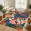 Floral Fantasy Theme Soft Crystal Velvet Rug Custom Name & Text Print Non Slip Floor Rug for Bedroom Living Room