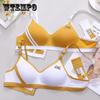 Pure Cotton Female Student Underwear Without Steel Ring Korean Style High School Girl AB Cup Thin Bra Summer Gathers Stereotyped Small Bra