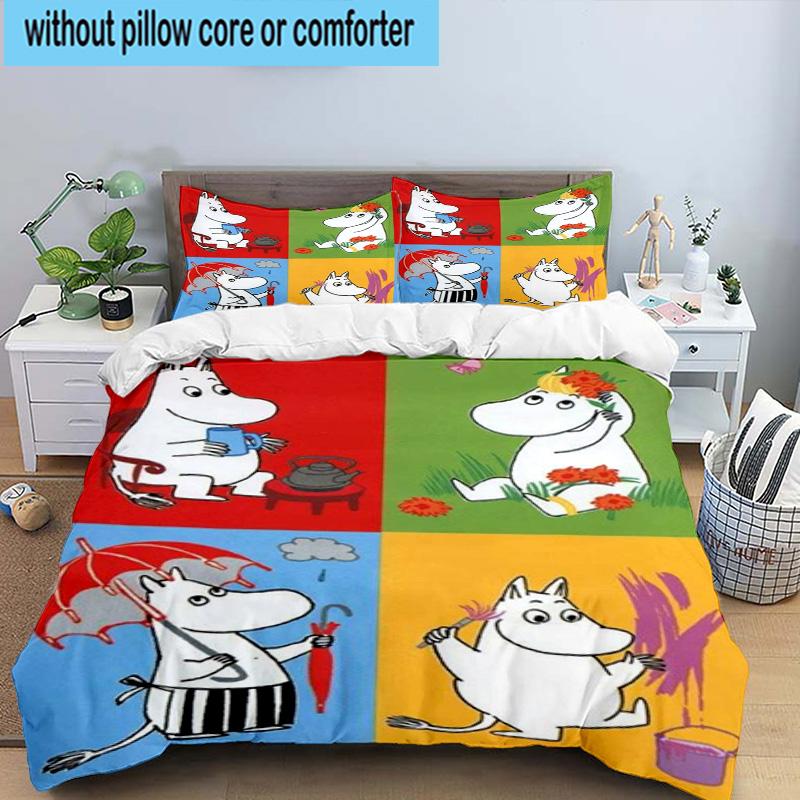 white hippo Fishing Adventure 3pcs Bedding,Including 1pc Duvet Cover And 2pcs Pillowcases Perfect for Christmas,Ideal for Bedroom, Dormitory