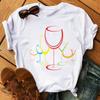 Women Black T Shirt Watercolor Butterfly Wine Glass Print T Shirt Female Funny Graphic Tee Shirts 90s Ladies Casual Tops Tee