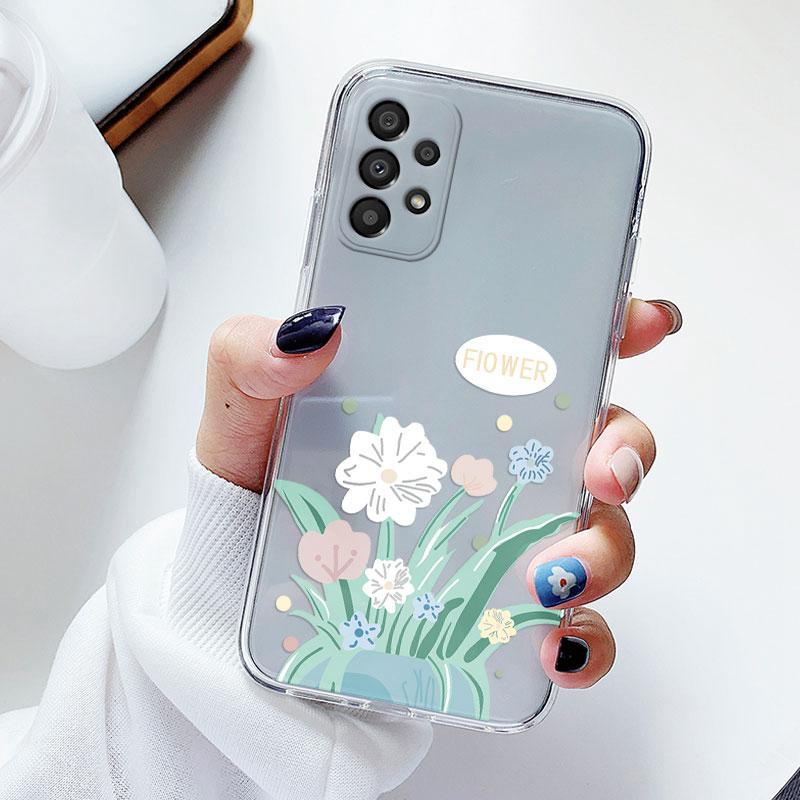 Чехол для телефона Samsung A53 5G A33 Цветочный силиконовый чехол для Samsung Galaxy A73 Fundas Coque Прозрачный мягкий Capas Цветочный ТПУ